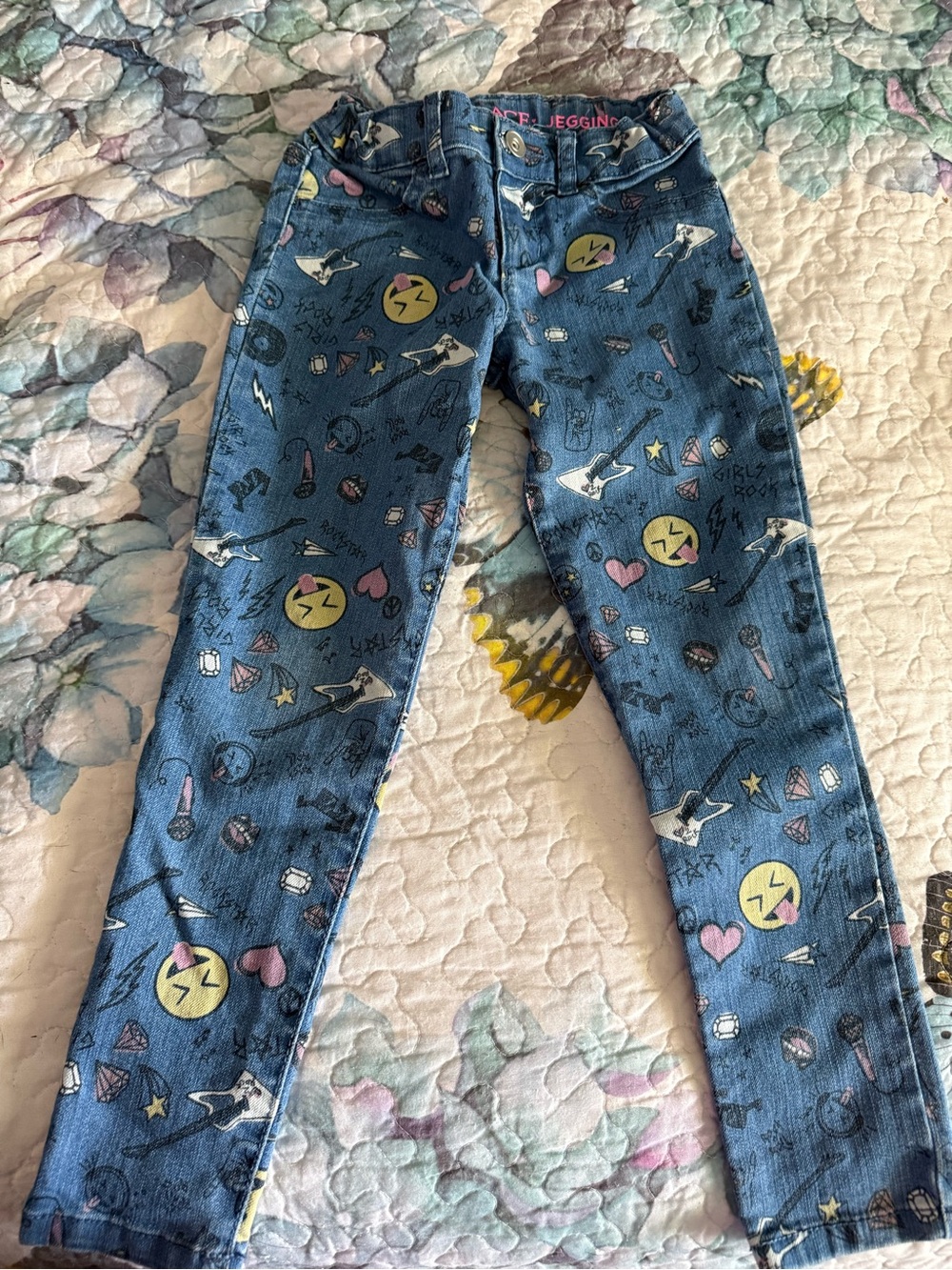 The Children's Place Blue Emoji & Music Print Jeggings